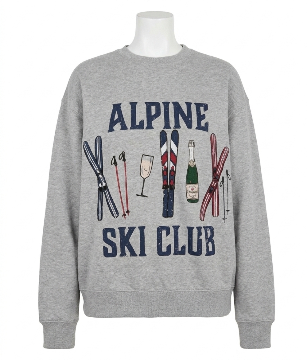 NEW SHOW ME YOUR MUMU alpine ski club sweatshirt in grey